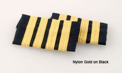 PREMIUM EPAULETS 4 METALLIC GOLD STRIPES ON BLACK